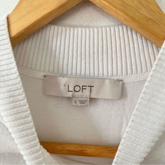 Loft White Mock Neck Sleeveless Knit Blouse - Picture 5 of 6